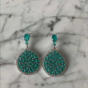 Emerald and silver drop earrings!